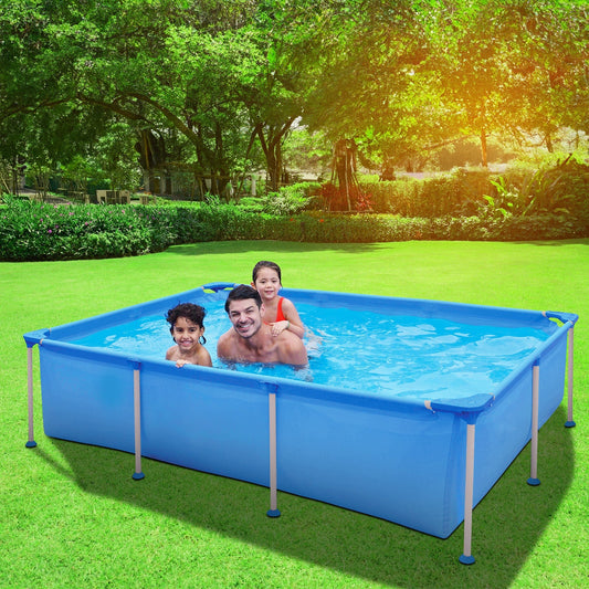 8.5 Feet Rectangular Small Frame Above Ground Swimming Pool - Blue