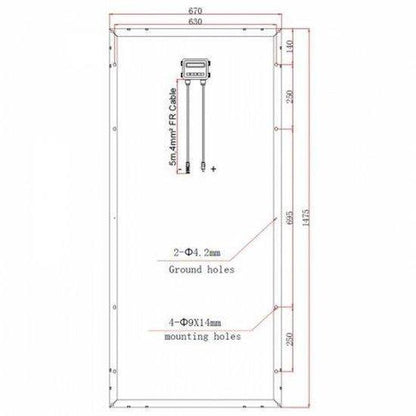 Photonic Universe 180W 12V Solar Panel with 2 × 5m Cables | 4Boats