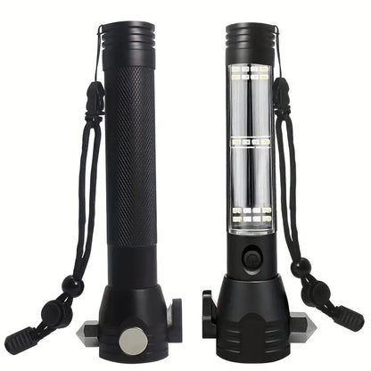 Multi-Functional Solar Power LED Flashlight - 5-in-1 Outdoor Survival Tool-1