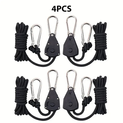 Adjustable Camping Wind Rope Pulley Tie Down Kit with Carabiners - Set of 4-1