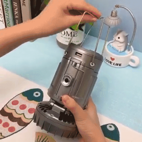 Portable Camping Lanterns Electric Fan 1500mAh LED Solar Power Hanging Tent Rechargeable Outdoor Emergency Lamp with Fan