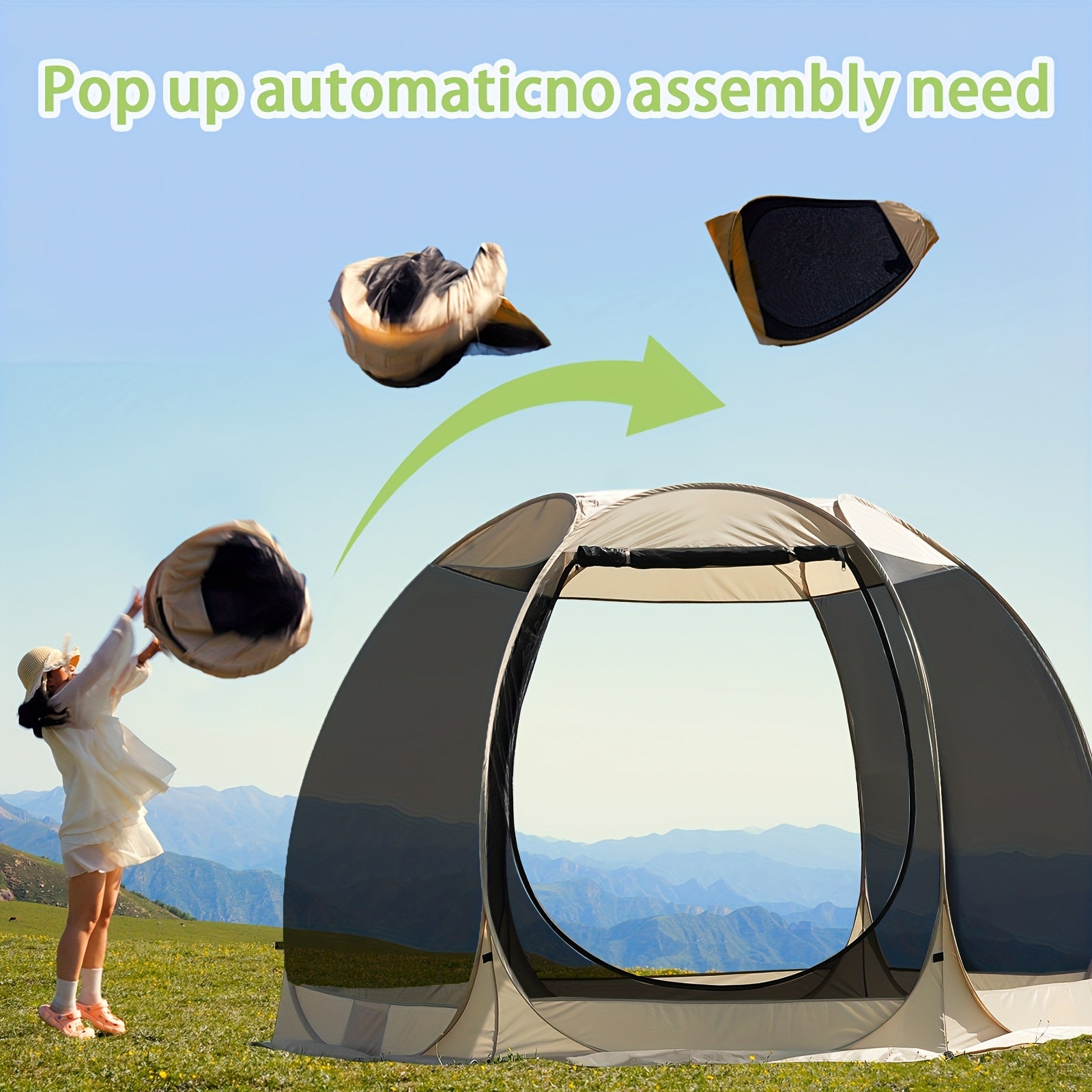 6-8 Person All-Season Portable Sheer Camping Tent-2