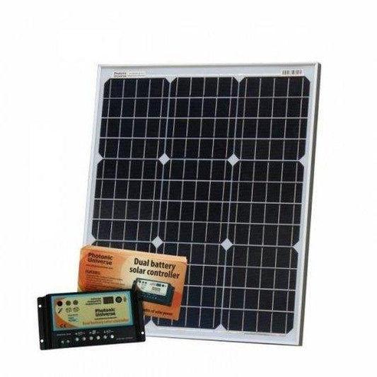50W 12V Dual Battery Solar Kit with Controller & Cable | 4Boats