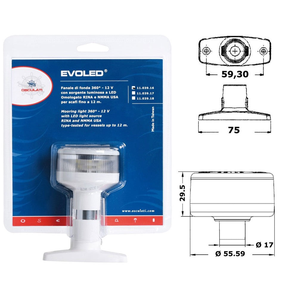 Osculati Evoled White Plastic Body 360° Mooring Light