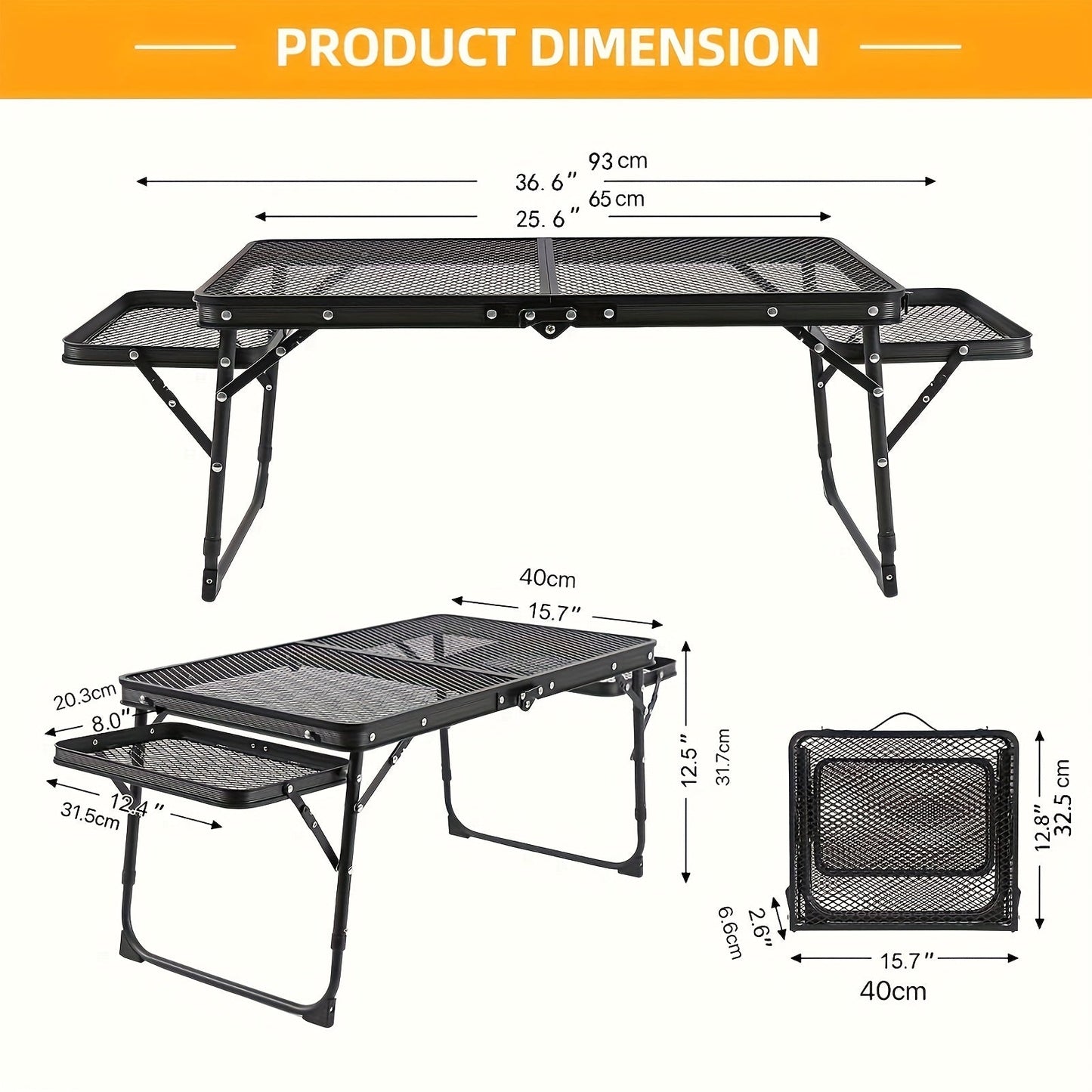 Camping Table with Extendable Wings & Mesh Top-3