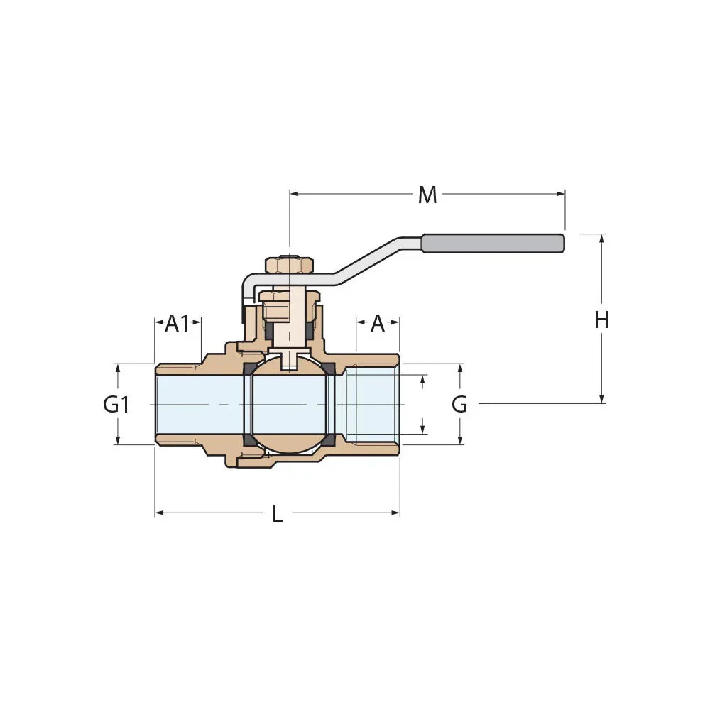 Guidi Nickel Plated Brass Lever Ball Valve M-F - 3/4 in