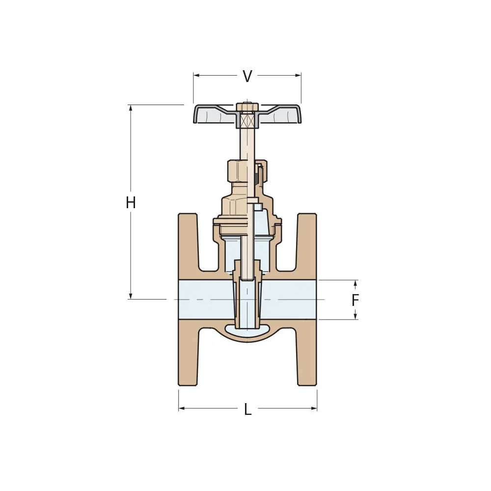 Guidi Bronze Gate Valve with PN16 Drilled Flange - DN40