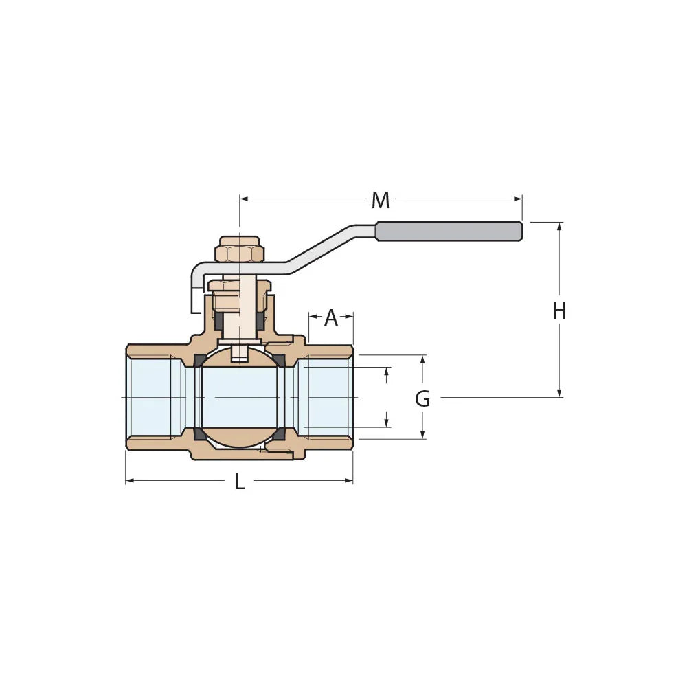Guidi Bronze Lever Operated Ball Valve F-F Full Flow Bronze Body - 1 in 1/4