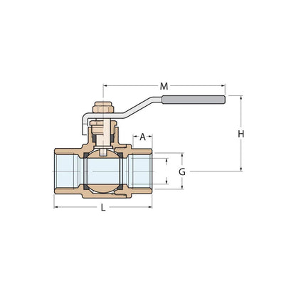 Guidi Bronze Lever Operated Ball Valve F-F Full Flow Bronze Body - 2 in
