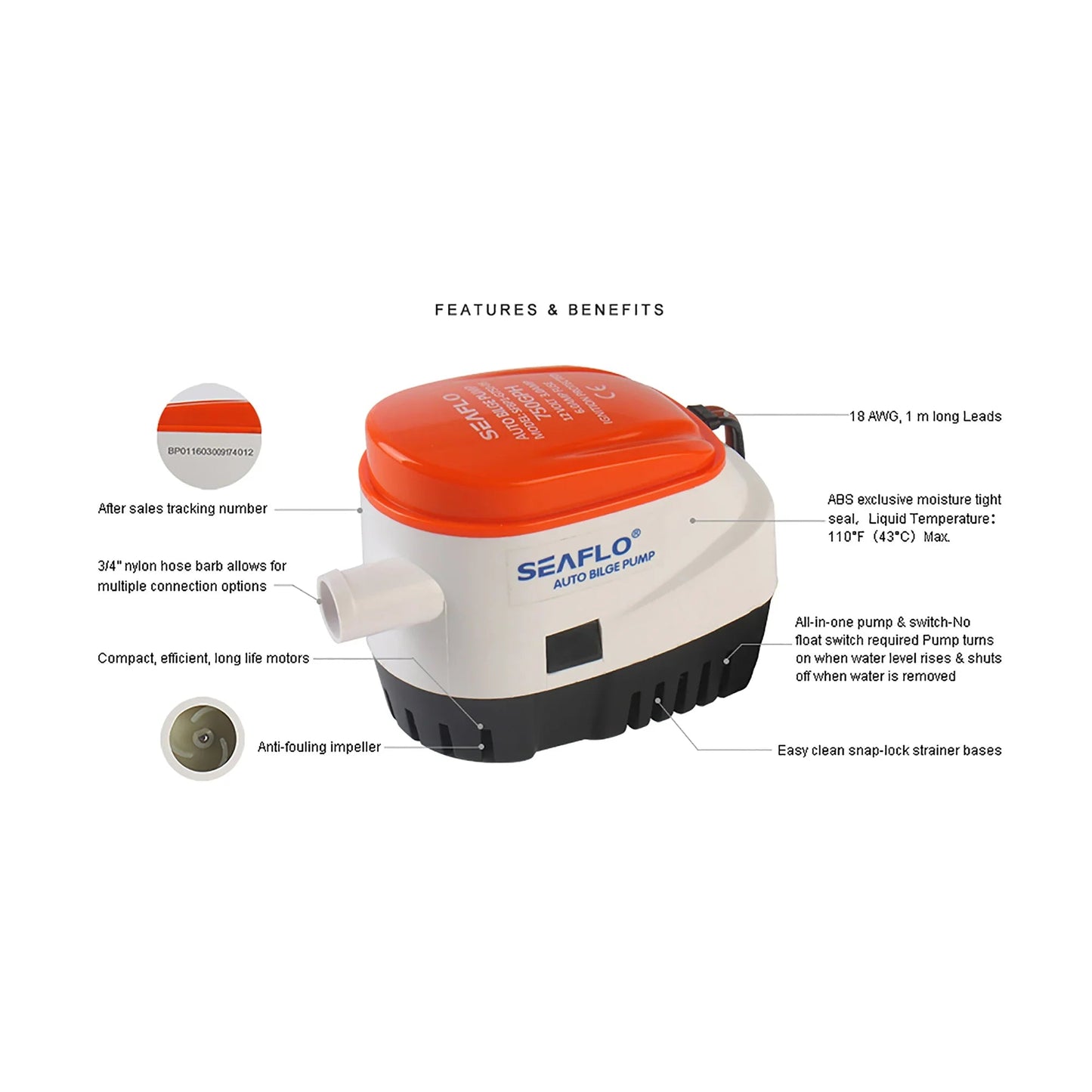 Seaflo Automatic Bilge Pump 12V 750 GPH ( | 4Boats
