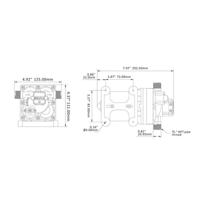 Seaflo Water 42 Series 12V Diaphragm Pump, 55 PSI | 4Boats
