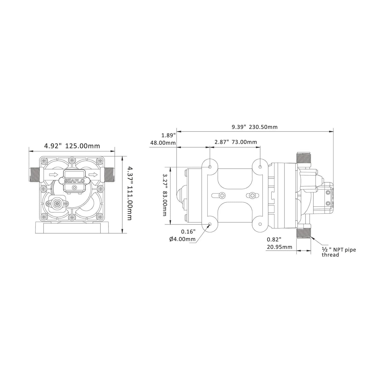 Seaflo Water 42 Series 12V Pressure Pump 5.0 GPM | 4Boats