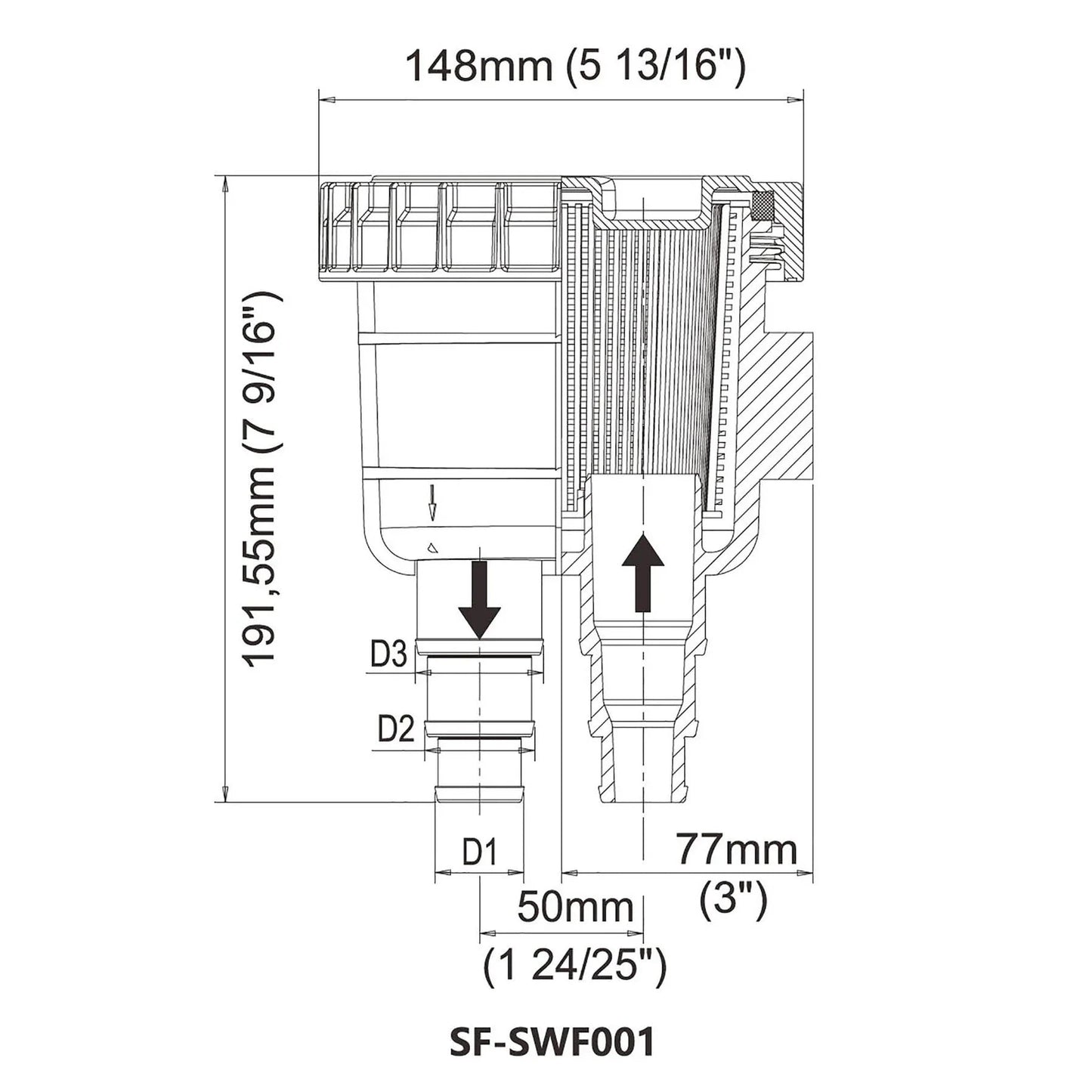 Seaflo Water Strainer 91 / 143 / 200 LPM | 4Boats