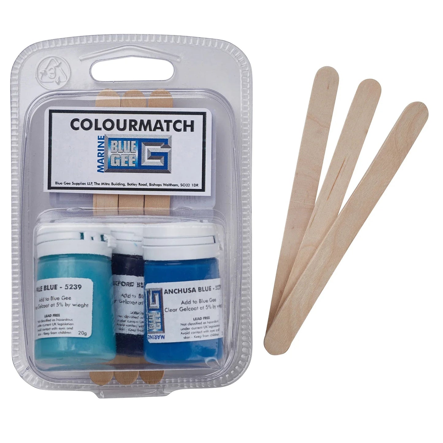Gee Gelcoat Pigment Colourmatch Kit — Blue, 3 × 20 g | 4Boats