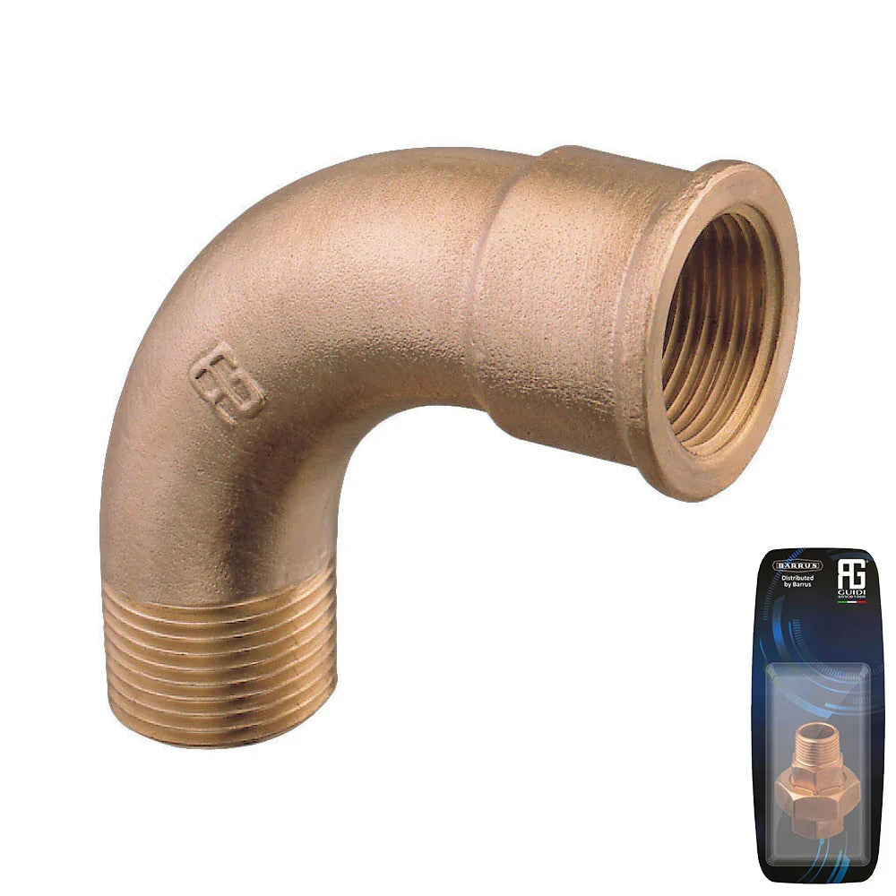 Guidi Brass 90° Bend M-F 2 in - Retail Pack