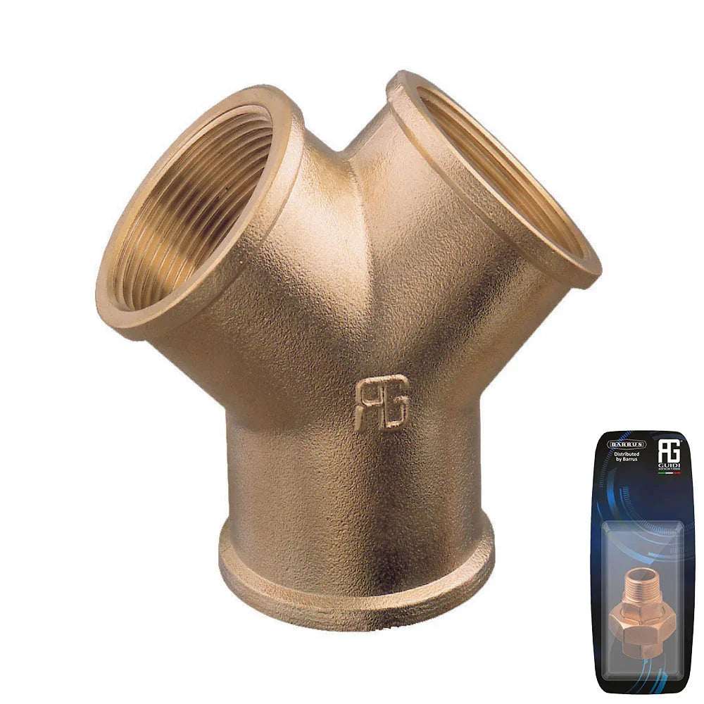 Guidi Brass Y-Shaped Connector 1/2 in - Retail Pack