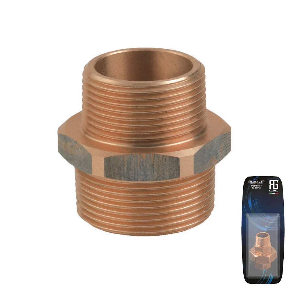 Guidi Bronze Reducing Nipple M-M 3/8 in x 1/4 in