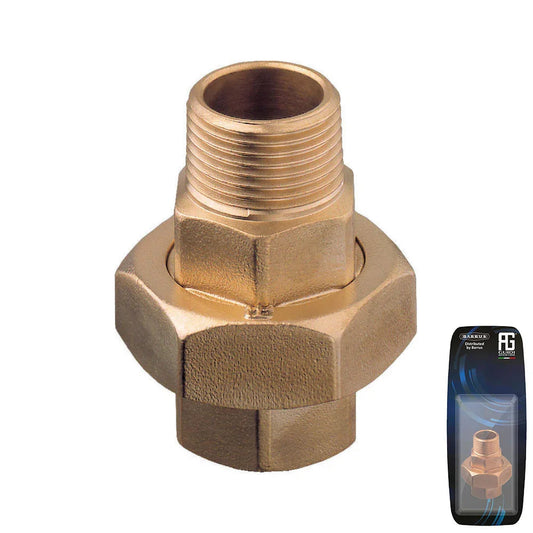 Guidi Brass Union M-F Tapered Seat 3/8 in - Retail Pack
