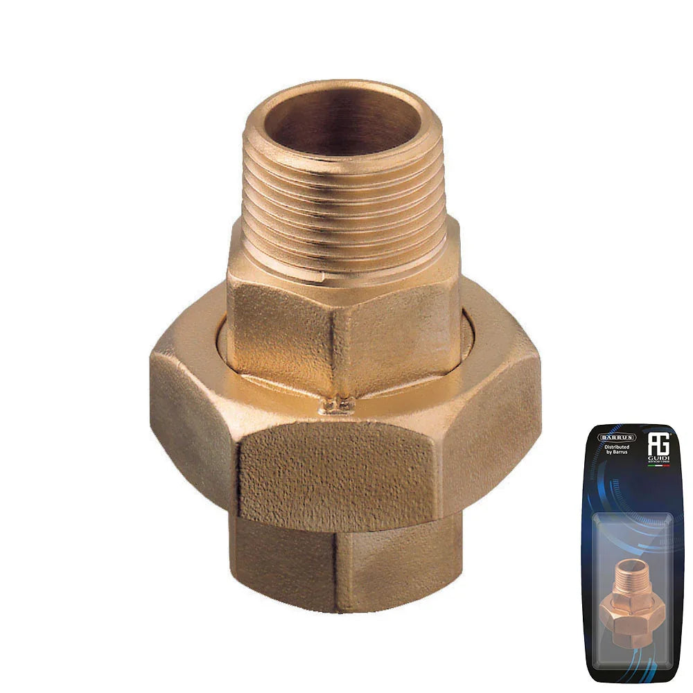Guidi Brass Union M-F Tapered Seat & O-Ring 3/4 in - Retail Pack