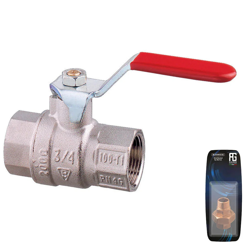 Guidi Nickel Plated Brass Lever Ball Valve F-F - 3/4 in
