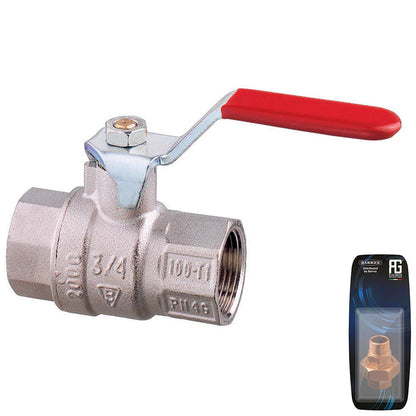 Guidi Nickel Plated Brass Lever Ball Valve F-F - 1 in