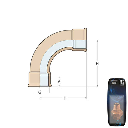 Guidi Brass 90° Bend F-F 1 in 1/2 - Retail Pack