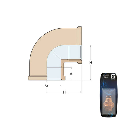 Guidi Brass 90° Elbow F-F 2 in - Retail Pack