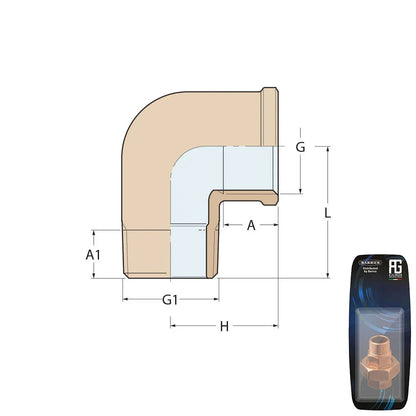 Guidi Bronze 90° Elbow M-F 1 in 1/2 - Retail Pack