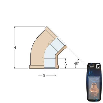 Guidi Brass 45° Elbow F-F 3/4 in - Retail Pack
