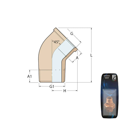 Guidi Brass 45° Elbow M-F 1 in - Retail Pack