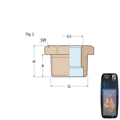 Guidi Brass Bushing M-F 1 in 1/2 x 3/4 in - Retail Pack