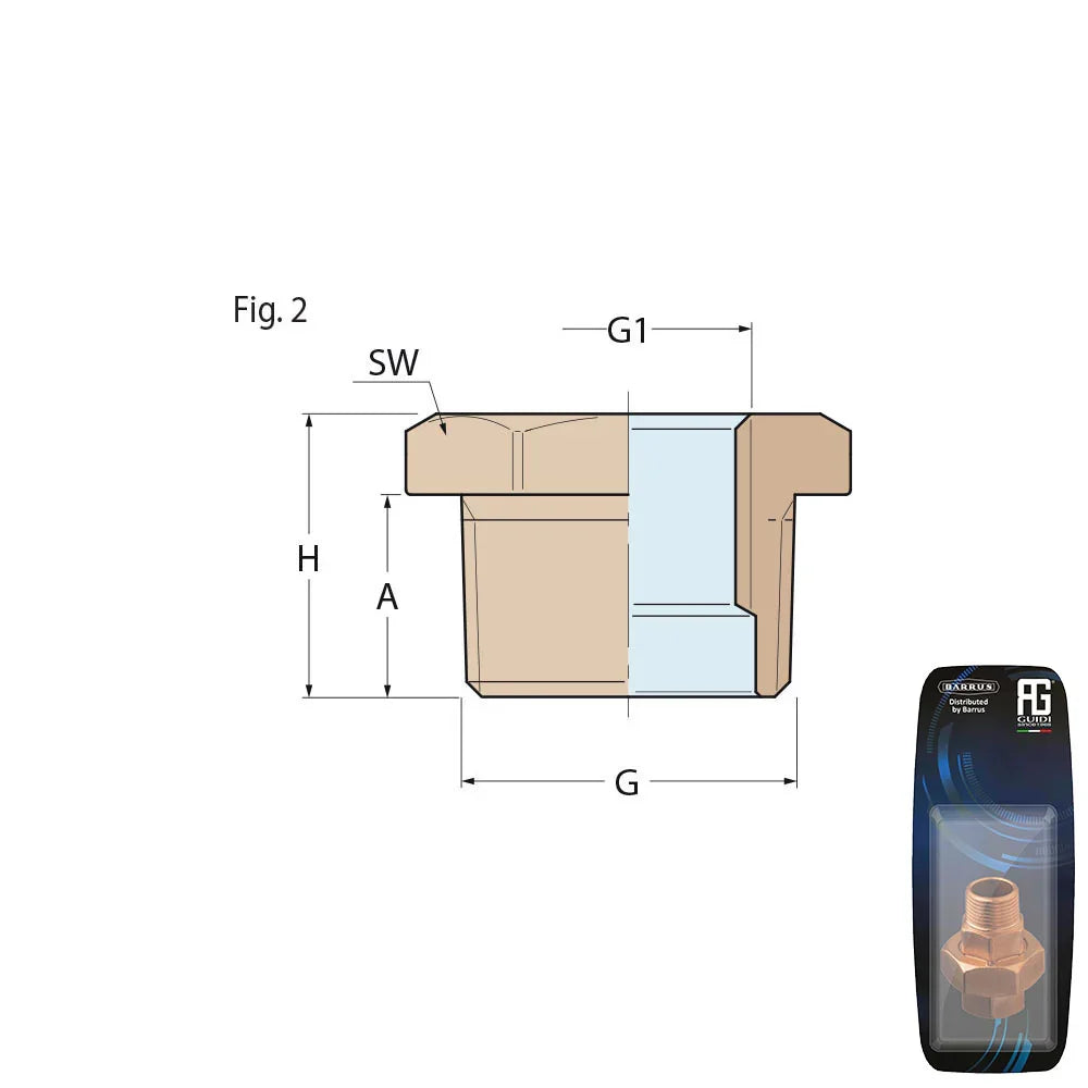 Guidi Brass Bushing M-F 1 in 1/4 x 3/8 in