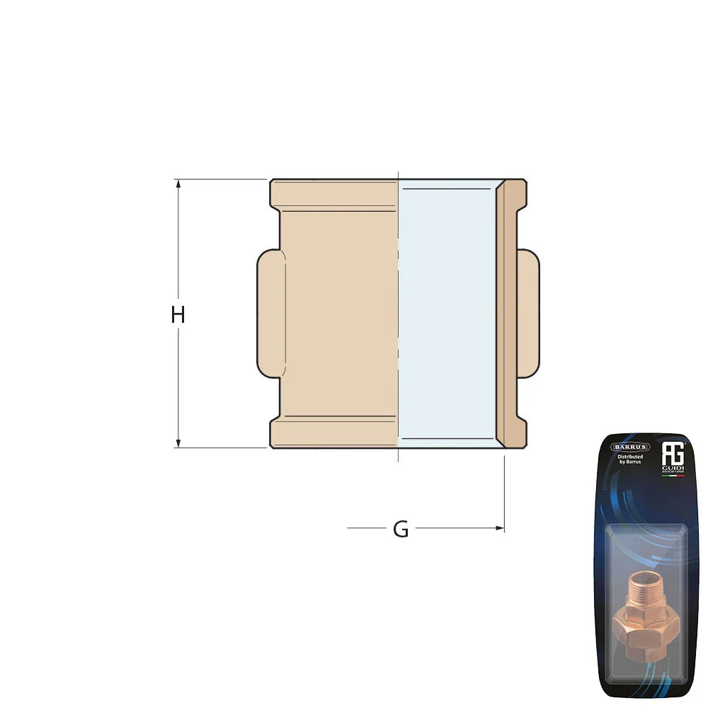 Guidi Brass Equal Socket F 1/4 in - Retail Pack