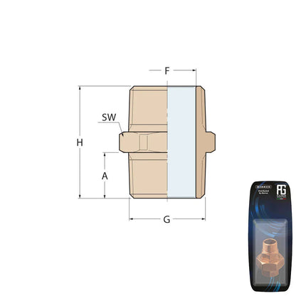 Guidi Bronze Nipple M-M 3/4 in - Retail Pack