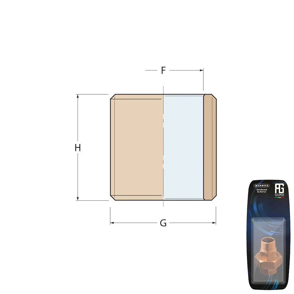 Guidi Brass Nipple 1 in 1/2 x 45 mm - Retail Pack