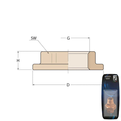 Guidi Bronze Flanged Lock Nut Series 1 in - Retail Packed