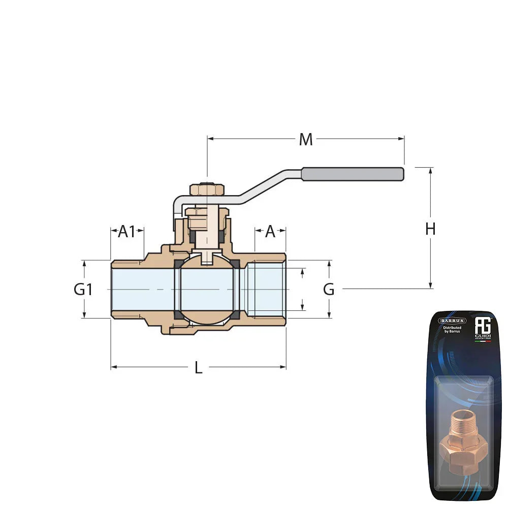 Guidi Nickel Plated Brass Lever Ball Valve M-F - 3/8 in