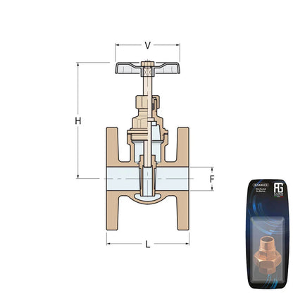 Guidi Bronze Gate Valve with PN16 Drilled Flange - DN40