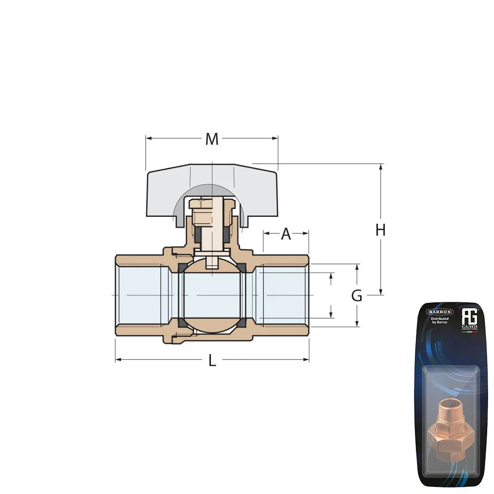 Guidi Nickel Plated Brass Throttle Operated Ball Valve F-F in 2000 Series in - 3/8 in