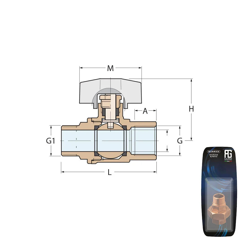 Guidi Nickel Plated Brass Throttle Operated Ball Valve M-F in 2000 Series in - 1/4 in