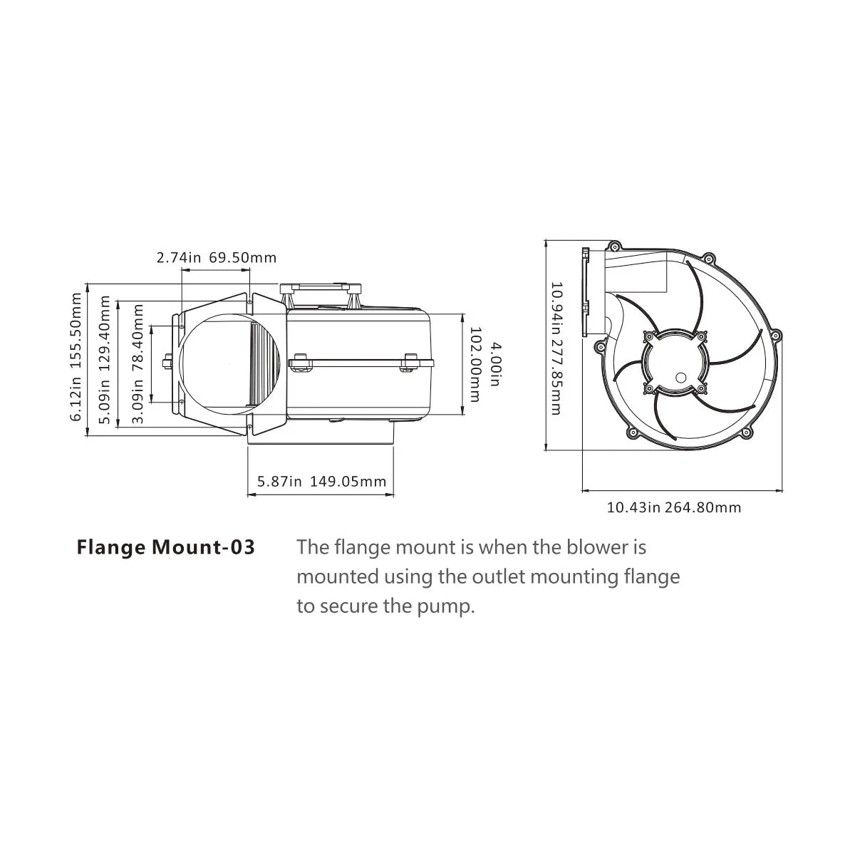 Seaflo In-Line Flange Mount Blower 03 Series | 4Boats