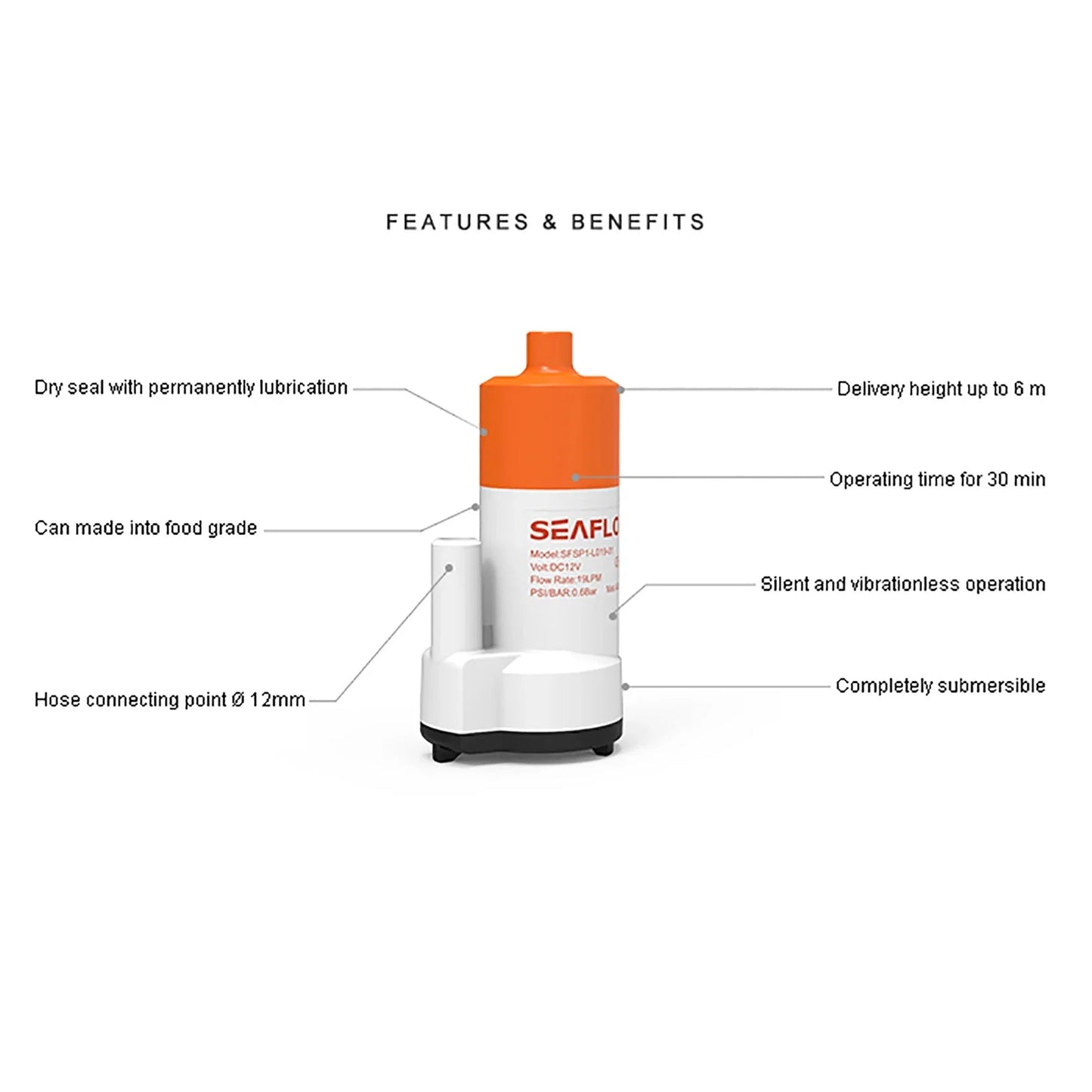 Seaflo Submersible 12V Pump - 12 LPM | 4Boats