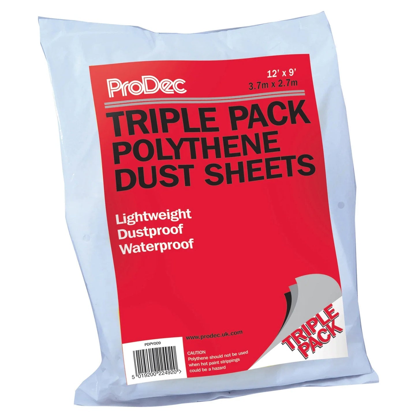 Prodec 3 Pack Polythene Dust Sheet 3.66 × 2.74 m | 4Boats