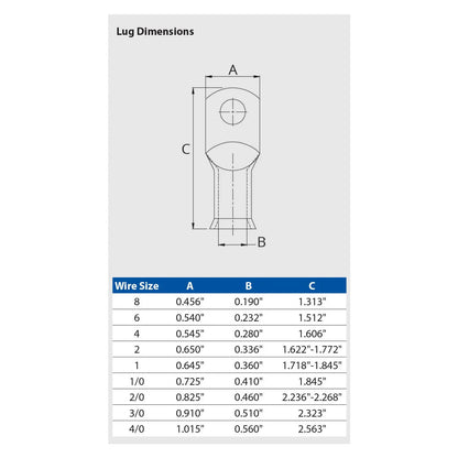 Ancor Tinned Tinned Tinned Copper Lugs 13 mm² (6 AWG) – 10 pc | 4Boats