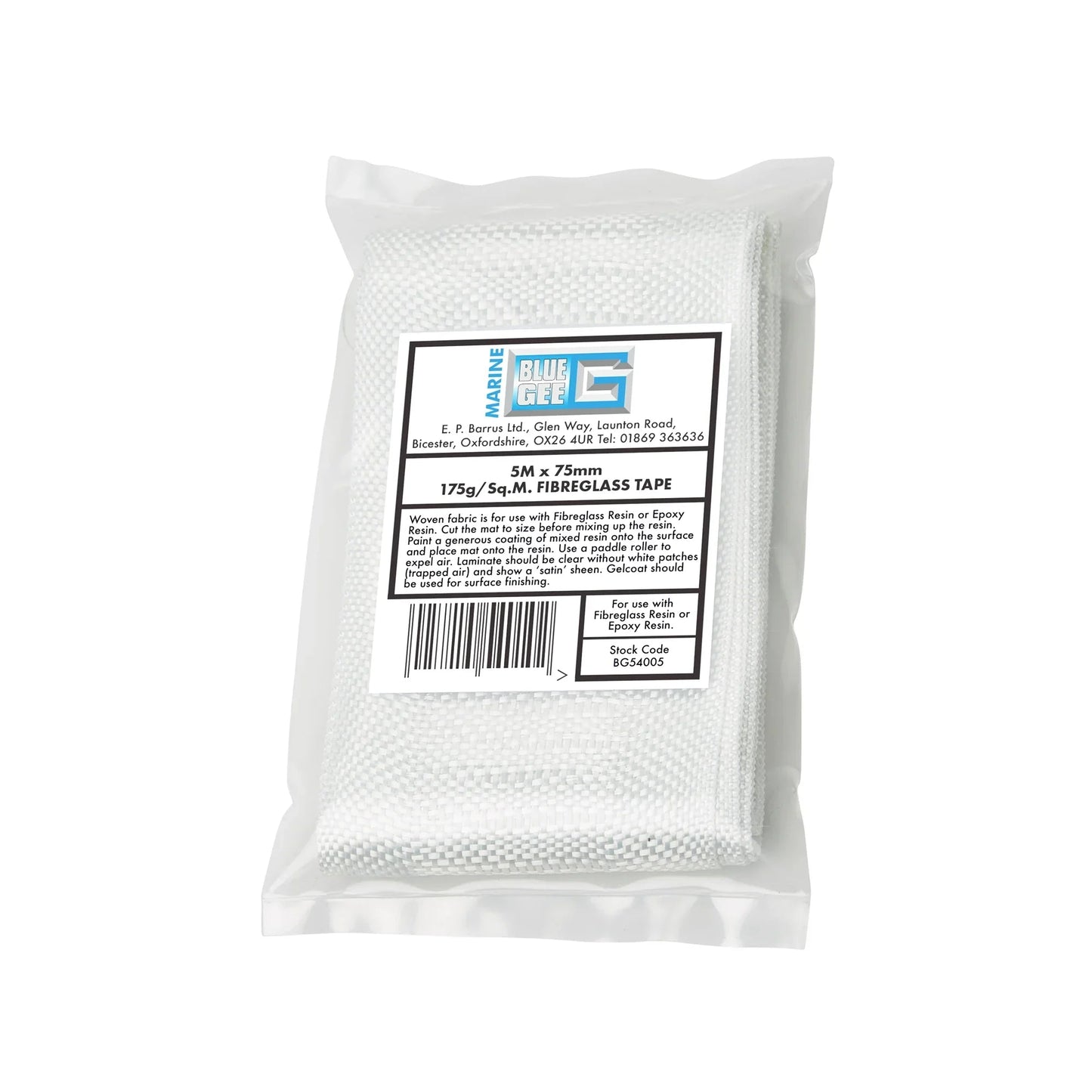 Gee Woven Glass Tape 175 g/m² — 75 mm × 5 m | 4Boats