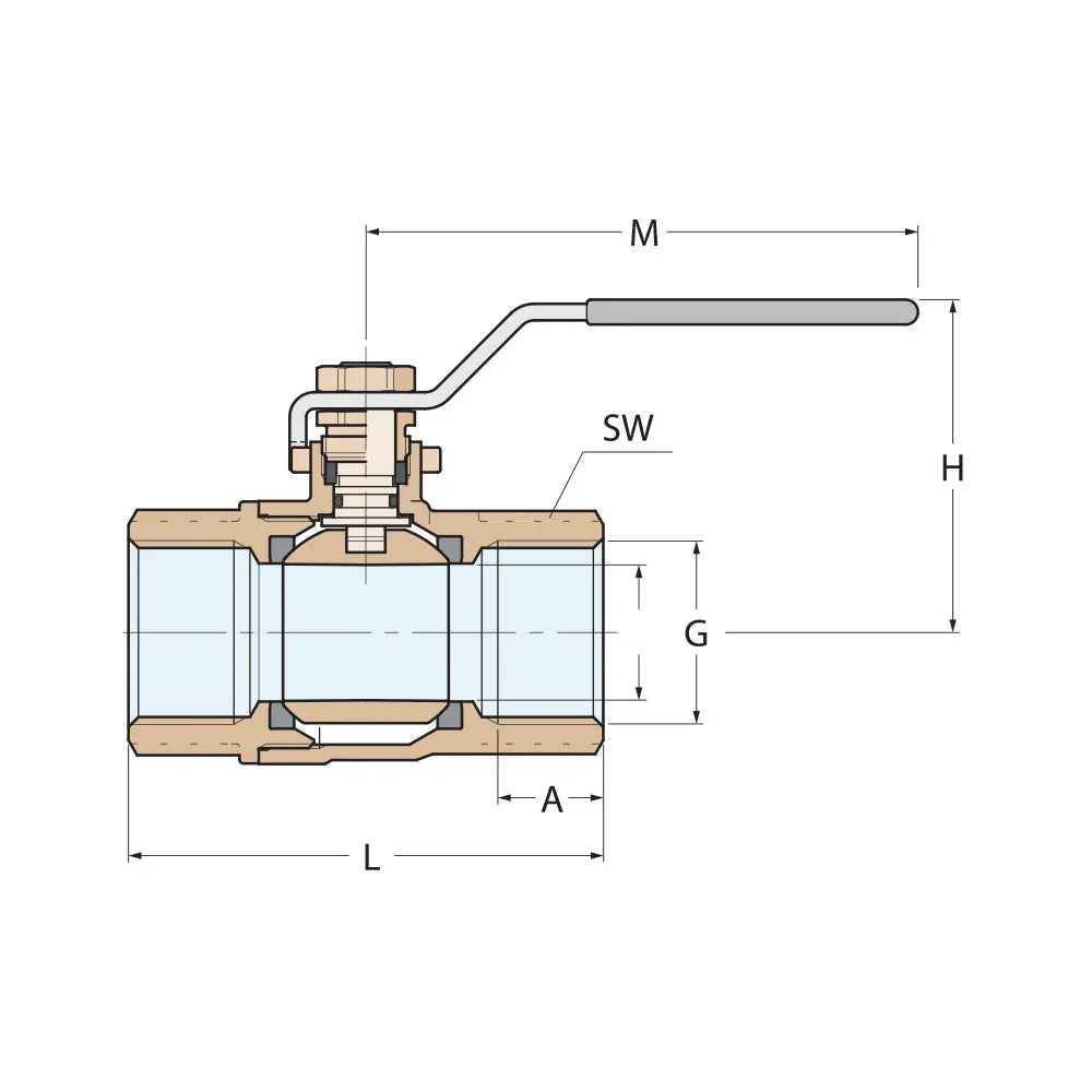 Guidi Premium Bronze Lever Ball Valve F-F full flow 2400 Series - 2In