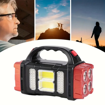 Red Tactical LED Solar Camping Light - Portable Rechargeable Flashlight-2