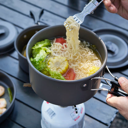 Pandatour Outdoor Camping Cookware Set High Firepower Folding Aluminum Picnic Easy Equiped Cookware Adjustable High Power