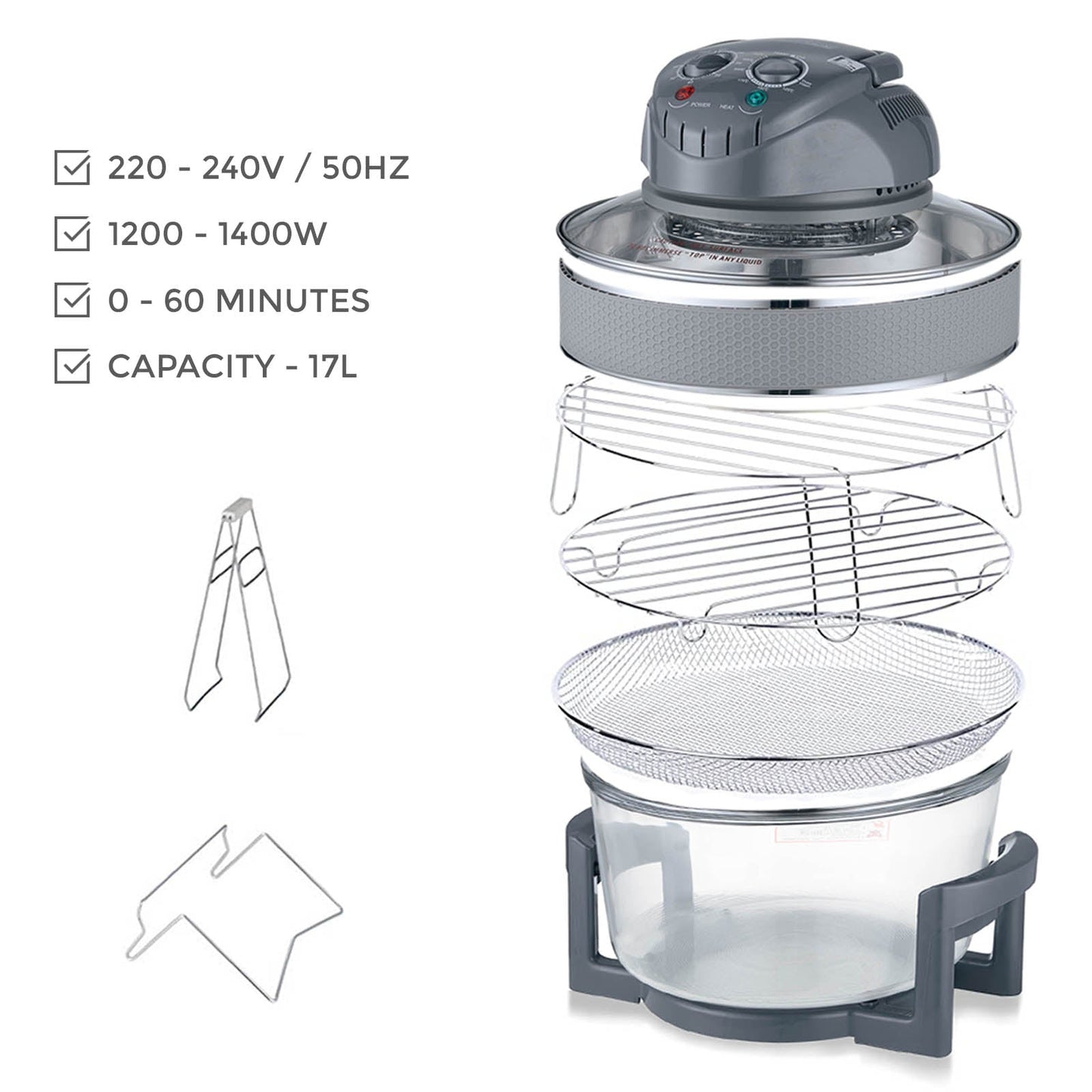 17L Electric Halogen Air Fryer - 1400W