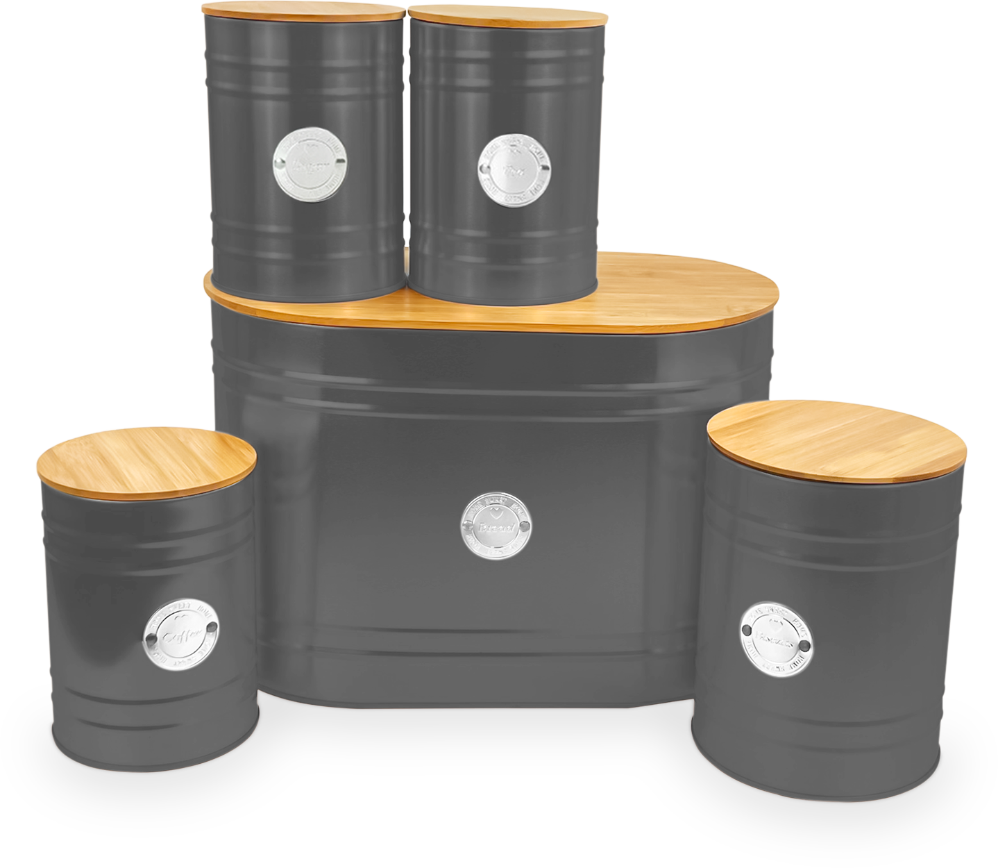 5Pcs Kitchen Storage Tins Canister - Bread Bin